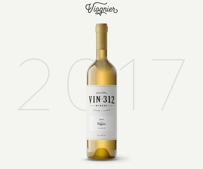 A bottle of VIN312's 2017 Viognier